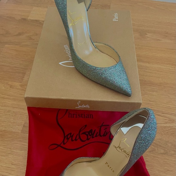 CHRISTIAN LOUBOUTIN  Iriza 100 Glitter Mini/SP  "36.5” NEVER WORN - Picture 2 of 3